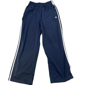 Vintage Adidas Men's Striped Wide Leg Track Pants Blue White, size M